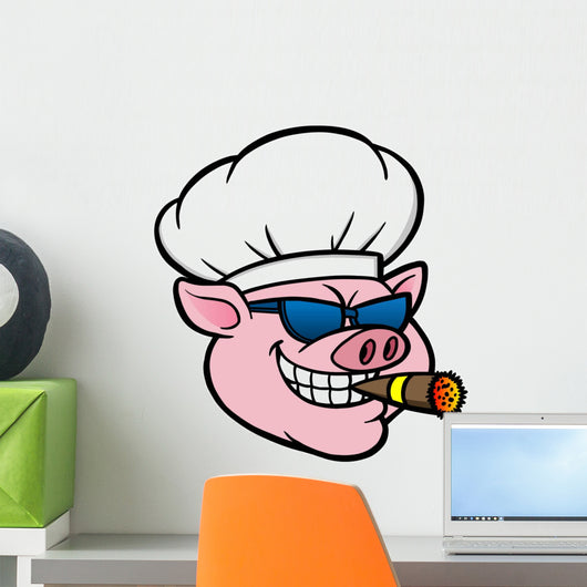 Smoking BBQ Pig Wall Decal