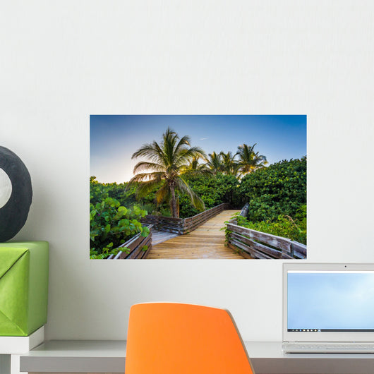 Palm Trees along Boardwalk Wall Decal