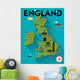 Map of England Illustration Wall Mural