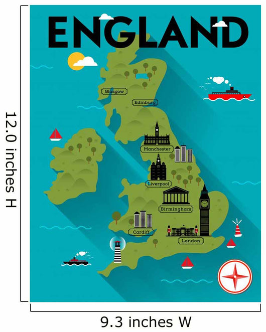 Map of England Illustration Wall Mural