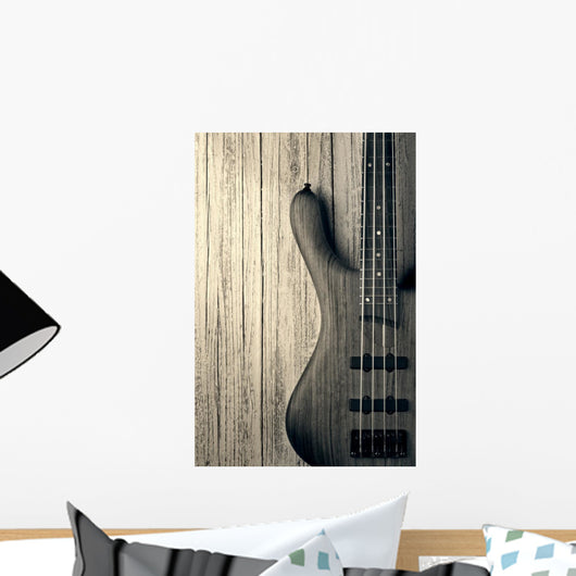 wood bass guitar Wall Mural