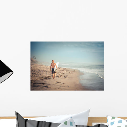 Man Surfer Walking along Wall Decal