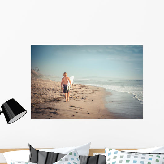 Man Surfer Walking along Wall Decal