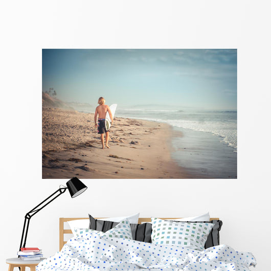 Man Surfer Walking along Wall Decal