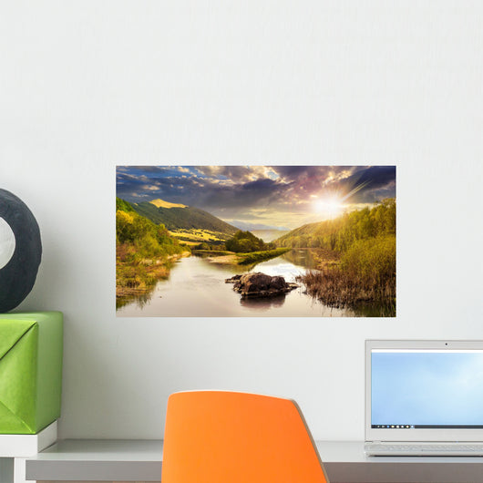 Forest River with Stones Wall Decal