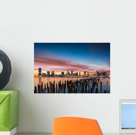 Jersey City skyline at sunset Wall Decal