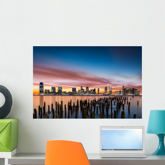 Jersey City skyline at sunset Wall Decal