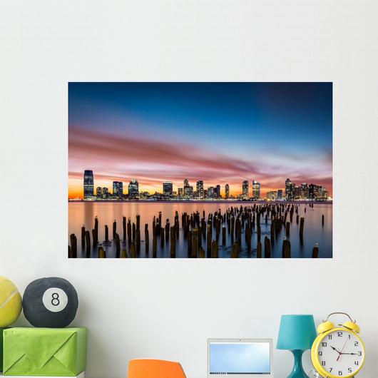 Jersey City skyline at sunset Wall Decal
