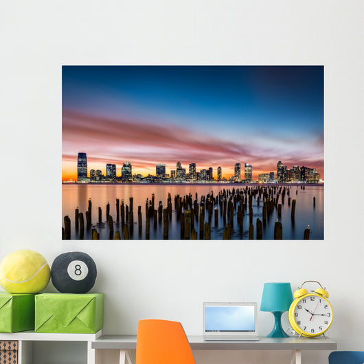 Jersey City skyline at sunset Wall Decal
