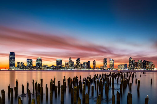 Jersey City skyline at sunset Wall Decal