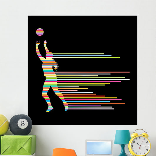 Volleyball woman player vector background Wall Decal