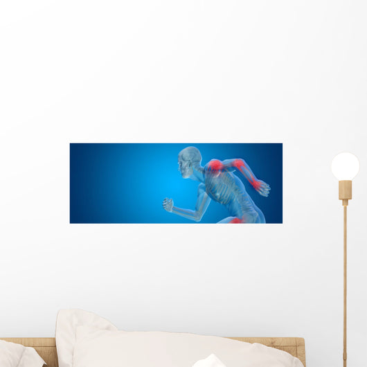 Conceptual human body anatomy pain on blue Wall Decal