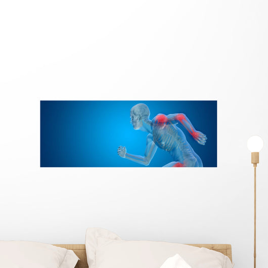 Conceptual human body anatomy pain on blue Wall Decal