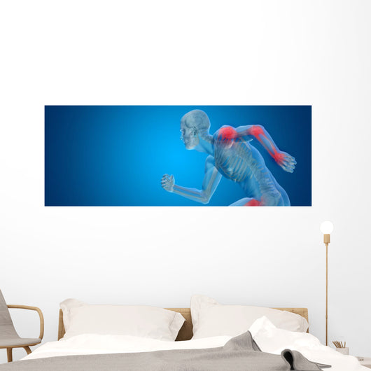 Conceptual human body anatomy pain on blue Wall Decal
