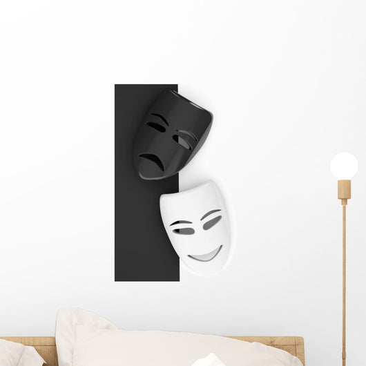 Tragicomic Theater Masks. Sad and Smile masks Wall Decal