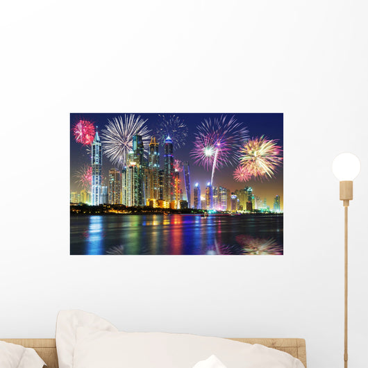 New Year fireworks display in Dubai, UAE Wall Decal