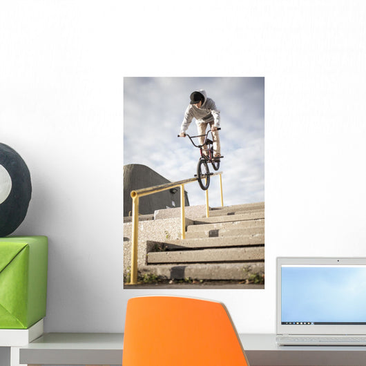 BMX Rider Grinding Handrail Wall Decal