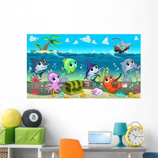 Funny Marine Animals and Ship Wall Decal