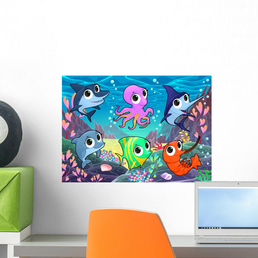 Funny Marine Animals Wall Decal