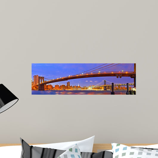 New York City, USA. Brooklyn and Manhattan bridges at sunset Wall Decal