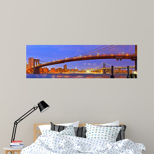 New York City, USA. Brooklyn and Manhattan bridges at sunset Wall Decal
