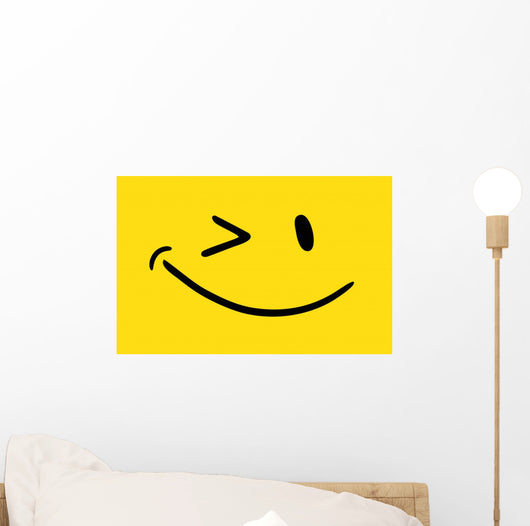 Wink face emoticon Wall Decal