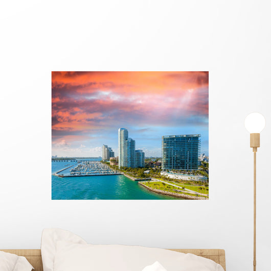 Miami, Florida. Beautiful city skyline at dusk Wall Decal