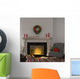Vintage gray armchair near the fireplace with Christmas decor Wall Decal