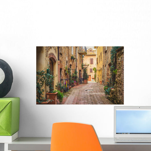 Street in old mediaeval town in Tuscany, Pienza. Wall Decal