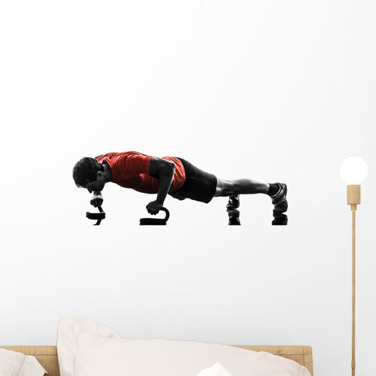 man exercising fitness workout push ups silhouette Wall Decal