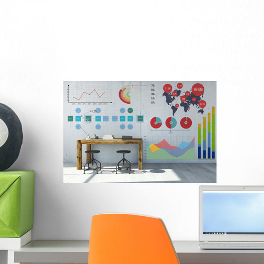 Schreibtisch Vor Vielen Diagrammen Wall Decal