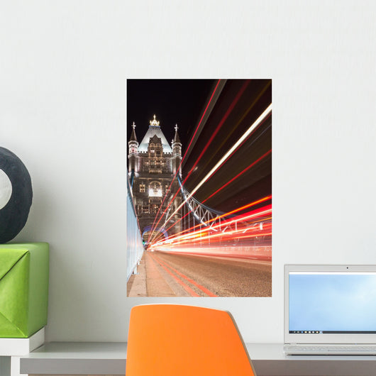 Tower Bridge and car lights trail in London, UK Wall Decal