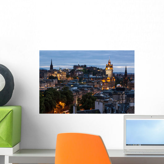 Edinburgh Skyline from Calton Hill at dusk, Scotland, UK Wall Decal