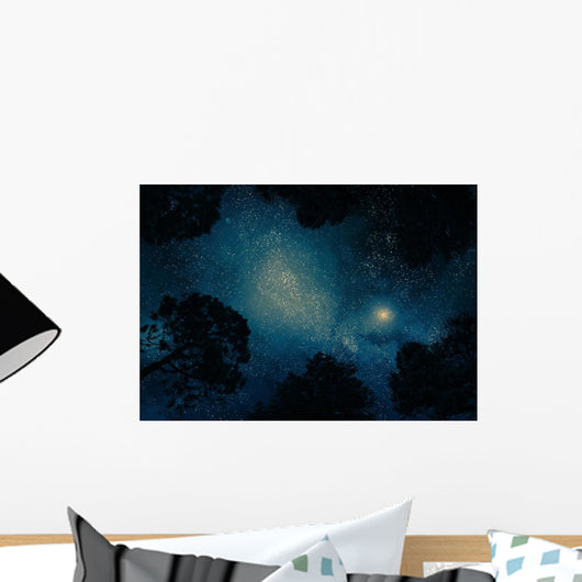 Starry Sky through Trees Wall Decal