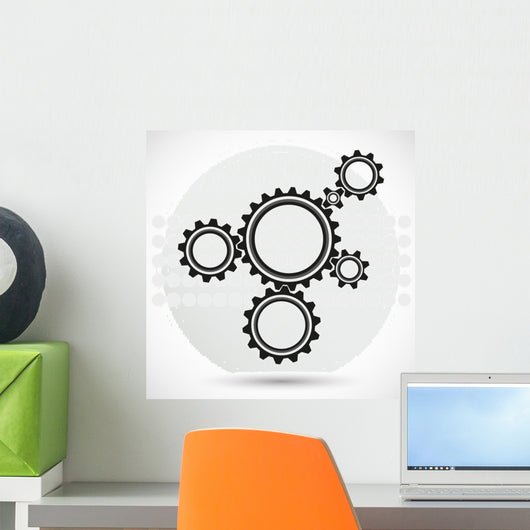 gears on a gray background with spots Wall Decal