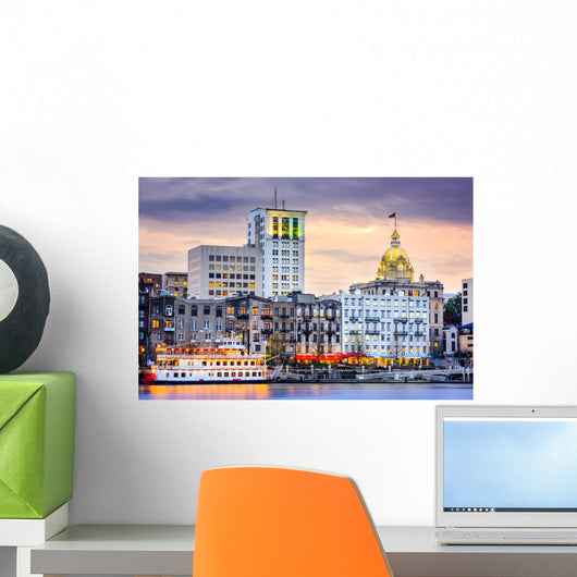 Savannah, Georgia, USA Skyline at the Riverfront Wall Decal
