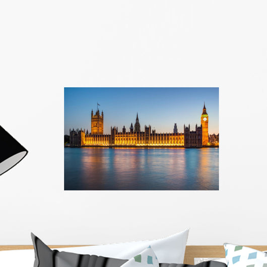 London at night: Houses of Parliament and Big Ben Wall Decal