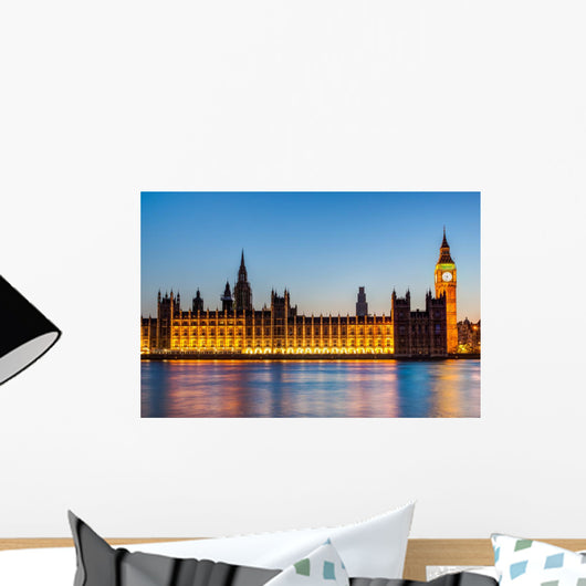 London at night: Houses of Parliament and Big Ben Wall Decal