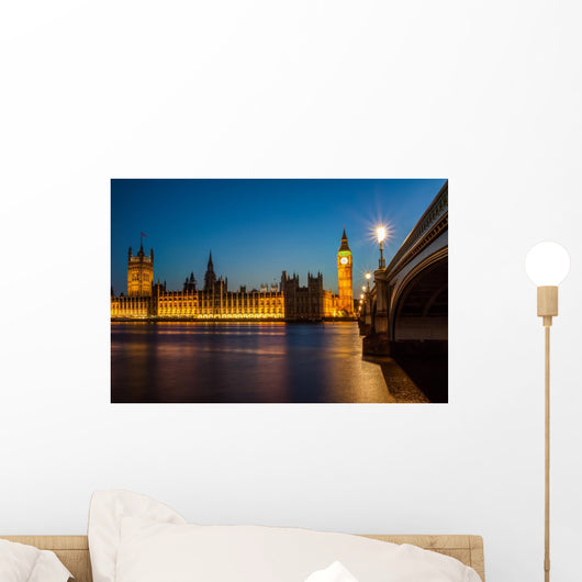 London at night: Houses of Parliament and Big Ben Wall Decal