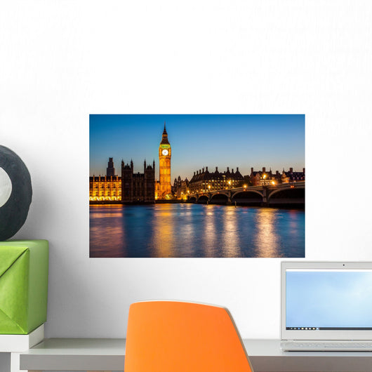 London at night: Houses of Parliament and Big Ben Wall Decal