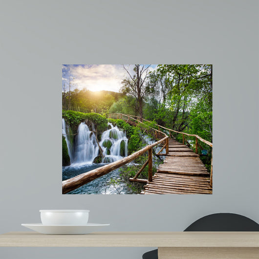 Beautiful view of waterfalls in Plitvice Lakes National Park. Wall Decal