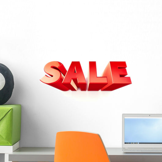 3D red word sale on wall, isolated Wall Decal