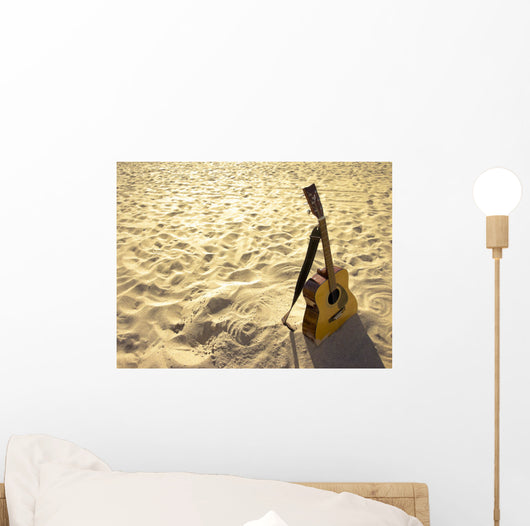 Sunny Beach Acoustic Guitar Wall Decal
