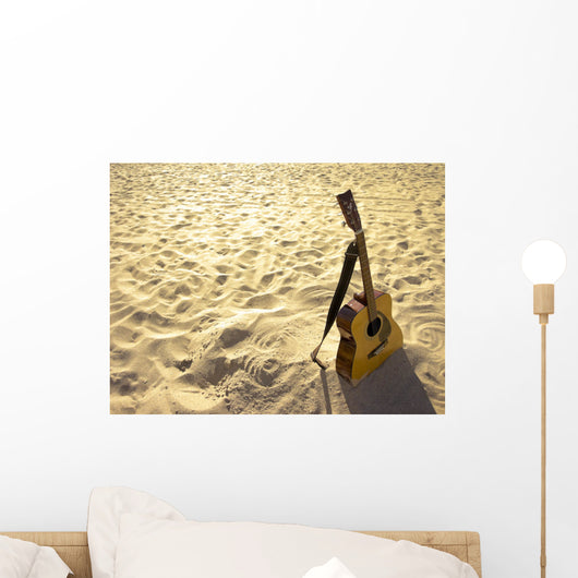 Sunny Beach Acoustic Guitar Wall Decal