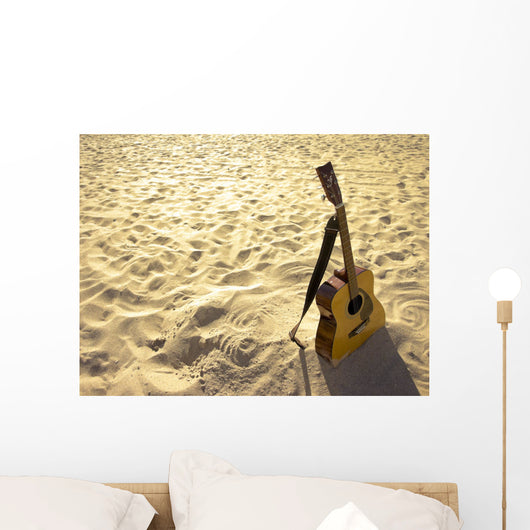 Sunny Beach Acoustic Guitar Wall Decal