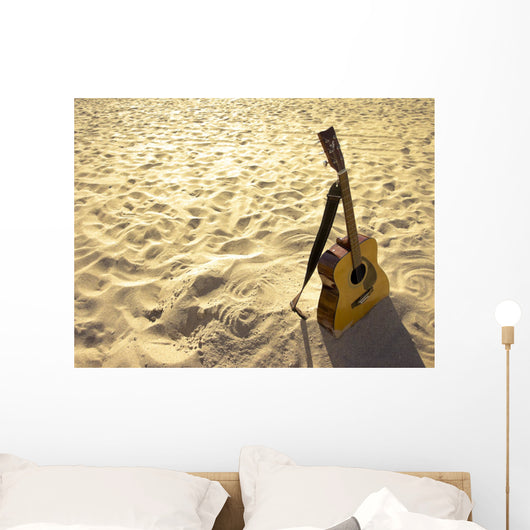 Sunny Beach Acoustic Guitar Wall Decal