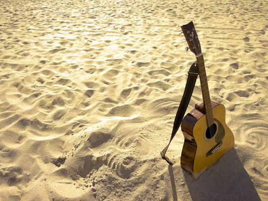 Sunny Beach Acoustic Guitar Wall Decal