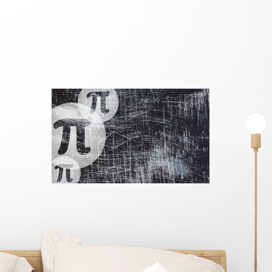 transparent geometry objects and pi symbol and scratched backgro Wall Decal