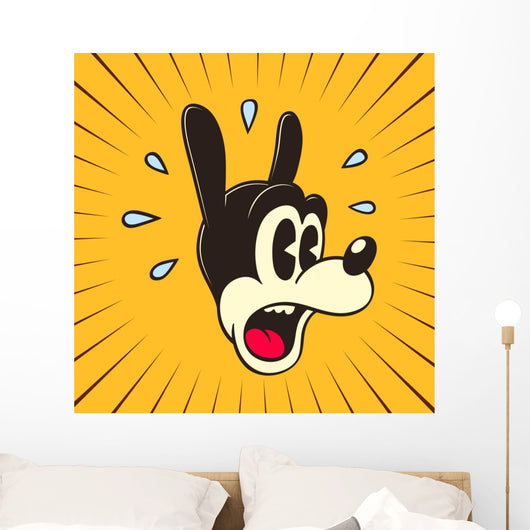 Vintage Toons: retro cartoon character surprised face Wall Decal
