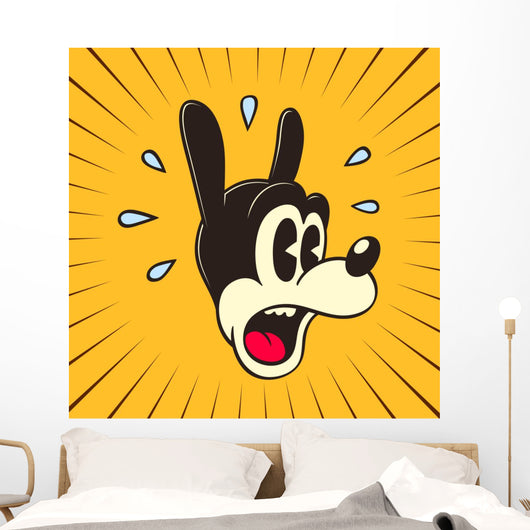 Vintage Toons: retro cartoon character surprised face Wall Decal